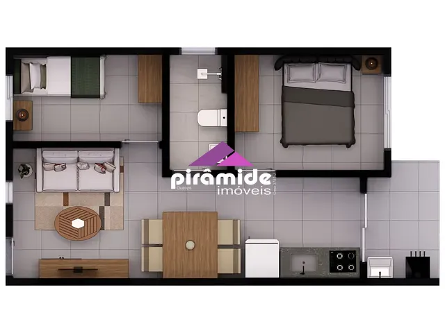 Apartamento 1 quarto e 1 banheiro, à venda, no bairro Jardim Beira Rio em Ubatuba
