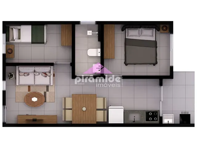 Apartamento 2 quartos e 1 banheiro, à venda, no bairro Jardim Beira Rio em Ubatuba