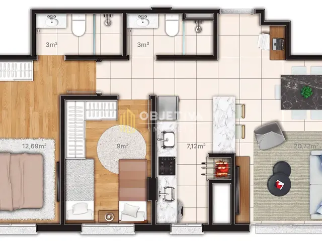 Apartamento 2 quartos e 2 banheiros, à venda, no bairro Jardim Itu em Porto Alegre