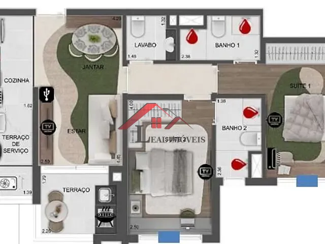 Apartamento com 68m² 2 quartos e 2 banheiros, à venda, no bairro Fundação em São Caetano do Sul
