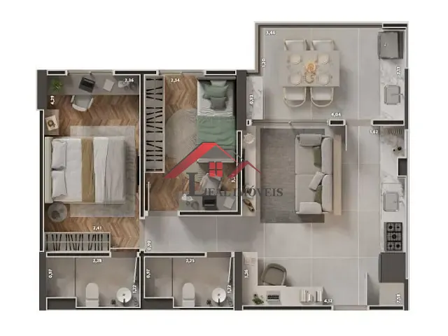 Apartamento com 68m² 2 quartos e 1 banheiro, à venda, no bairro Paraíso em Santo André