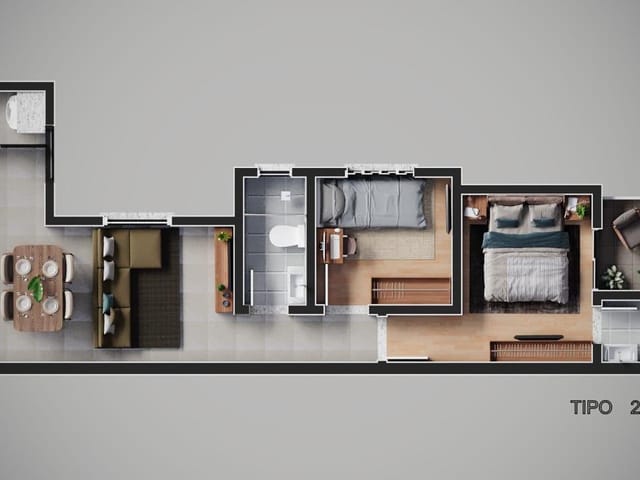 Apartamento com 46m² 2 quartos e 2 banheiros, à venda, no bairro Campestre em Santo André