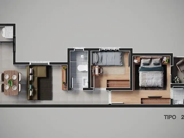 Apartamento com 46m² 2 quartos e 2 banheiros, à venda, no bairro Campestre em Santo André