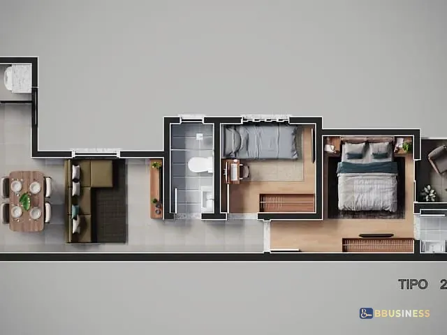 Apartamento com 46m² 2 quartos e 2 banheiros, à venda, no bairro Campestre em Santo André