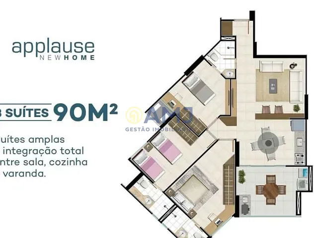 Apartamento 3 quartos e 3 banheiros, à venda, no bairro Setor Coimbra em Goiânia