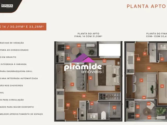 Apartamento 1 quarto e 1 banheiro, à venda, no bairro Jardim Oswaldo Cruz em São José dos Campos