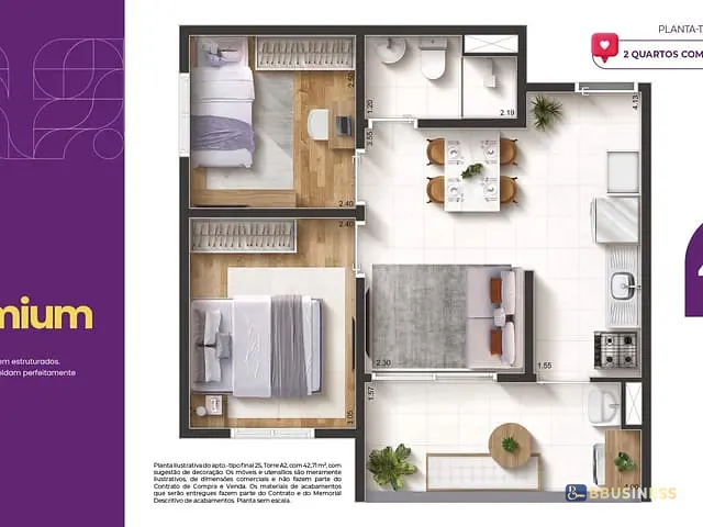 Apartamento com 42m² 2 quartos e 1 banheiro, à venda, no bairro Vila Zelina em São Paulo