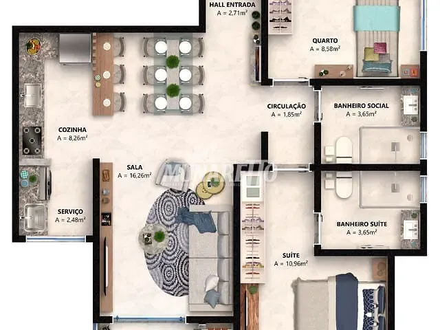 Apartamento com 95m² 2 quartos e 2 banheiros, à venda, no bairro Centro em Piratuba