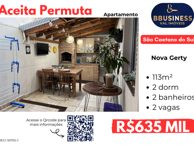 Apartamento com 113m² 2 quartos e 2 banheiros, à venda, no bairro Nova Gerty em São Caetano do Sul