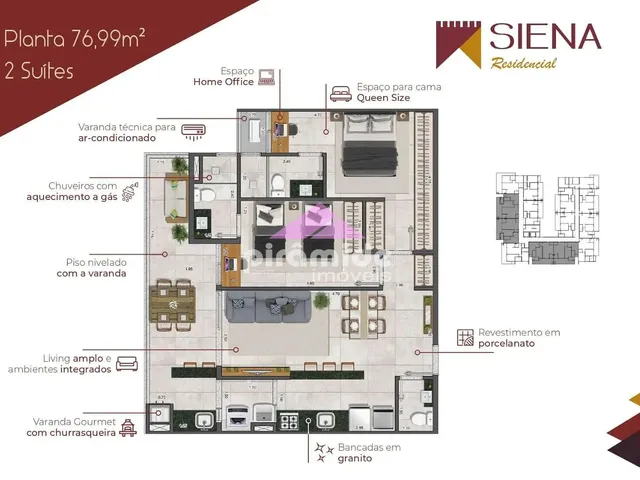 Apartamento com 77m² 2 quartos e 3 banheiros, à venda, no bairro Itagua em Ubatuba