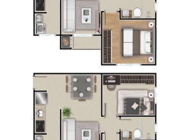 Apartamento com 70m² 2 quartos e 1 banheiro, à venda, no bairro Chapada em Ponta Grossa