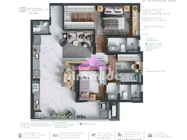 Apartamento com 91m² 3 quartos e 4 banheiros, à venda, no bairro Jardim das Colinas em São José Dos Campos