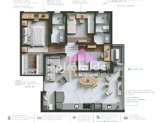 Apartamento com 83m² 3 quartos e 4 banheiros, à venda, no bairro Jardim das Colinas em São José Dos Campos