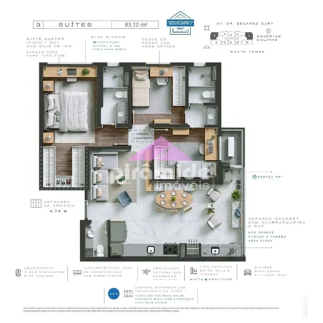 Apartamento, 3 quartos, 83 m² - Foto 3