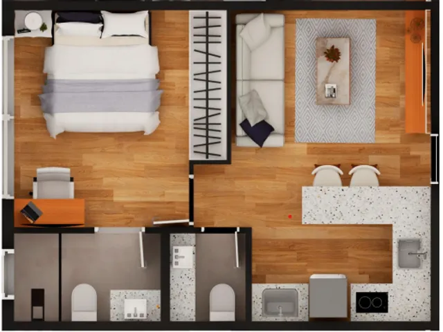 Apartamento 1 quarto e 2 banheiros, à venda, no bairro Coração Eucarístico em Belo Horizonte