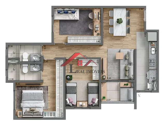 Apartamento com 69m² 3 quartos e 1 banheiro, à venda, no bairro Rudge Ramos em São Bernardo do Campo