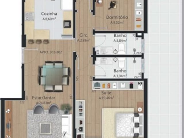 Apartamento 3 quartos e 1 banheiro, à venda, no bairro Madureira em Caxias do Sul