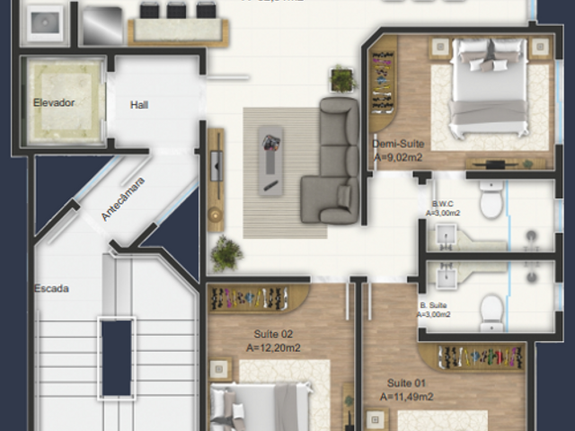 Apartamento com 125m², à venda, no bairro Meia Praia em Itapema