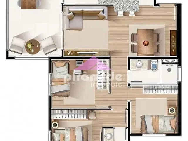 Apartamento com 80m² 3 quartos e 2 banheiros, à venda, no bairro Jardim Didinha em Jacareí