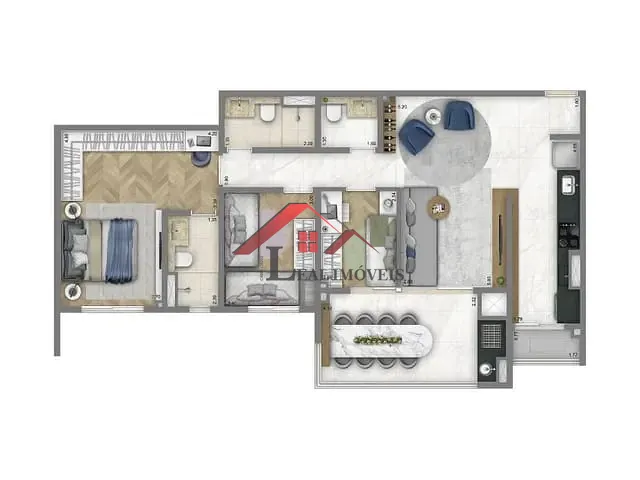 Apartamento com 90m² 3 quartos e 2 banheiros, à venda, no bairro Jardim em Santo André