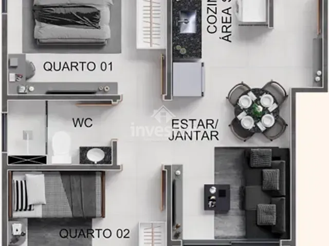 Apartamento 2 quartos e 1 banheiro, à venda, no bairro Dinamérica em Campina Grande