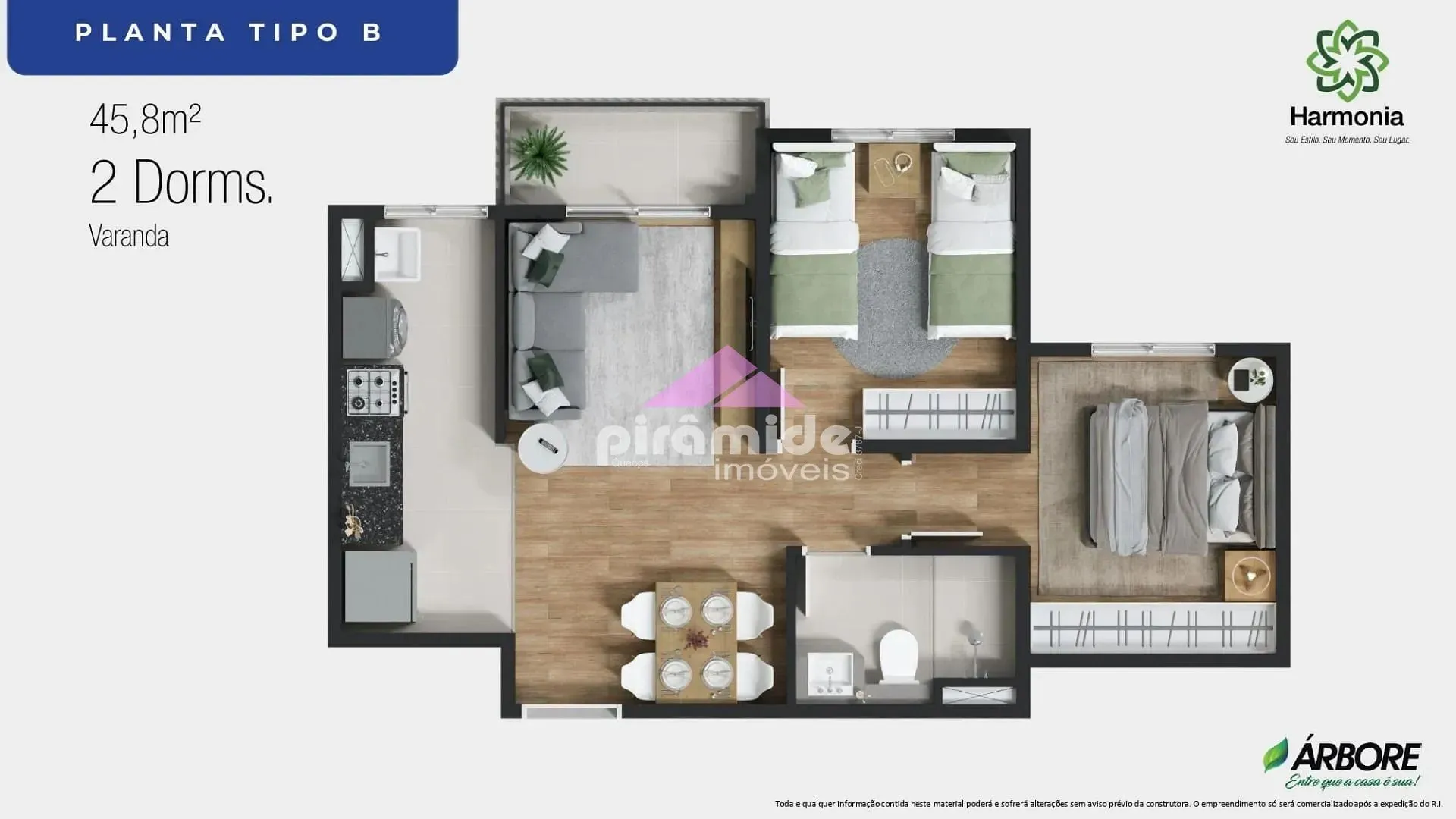 Apartamento, 2 quartos, 45 m² - Foto 2