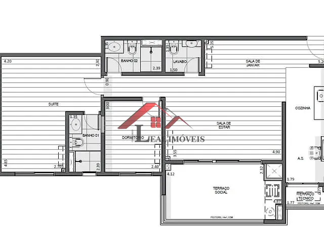Apartamento com 90m² 2 quartos e 2 banheiros, à venda, no bairro Jardim em Santo André