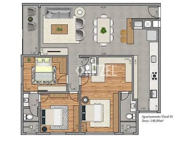 Apartamento com 136m² 3 quartos e 3 banheiros, à venda, no bairro Centro em Dois Irmãos
