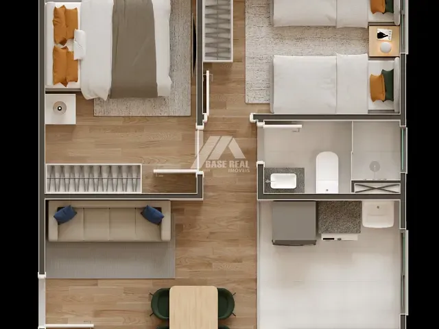 Apartamento 2 quartos e 1 banheiro, à venda, no bairro Boqueirão em Guarapuava