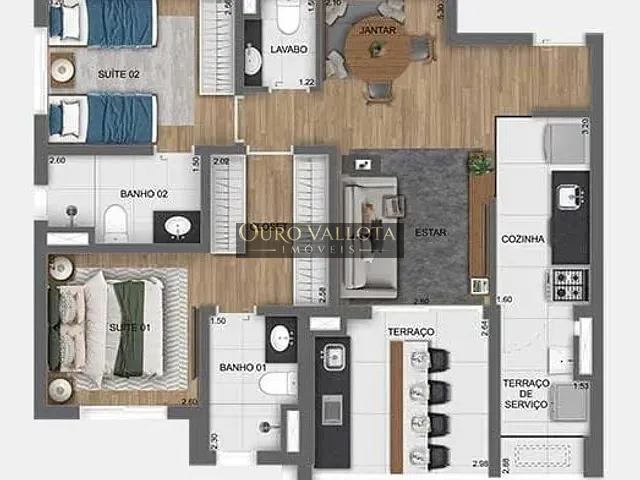 Apartamento 2 quartos e 3 banheiros, à venda, no bairro Moema em São Paulo
