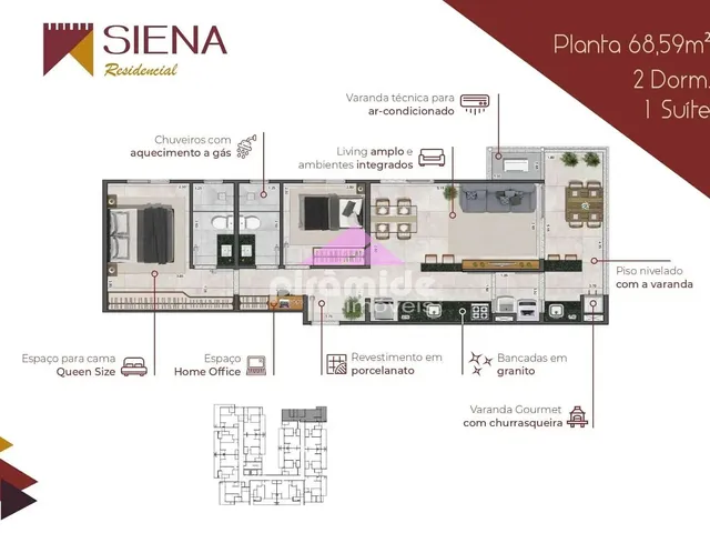 Apartamento com 69m² 2 quartos e 2 banheiros, à venda, no bairro Itagua em Ubatuba