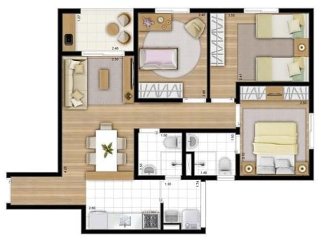 Foto do Apartamento - Apartamento à venda 3 Quartos, 1 Suite, 65M², Vila Tesouro, São José dos Campos - SP | Fatto Acqua | RUSSI IMÓVEIS