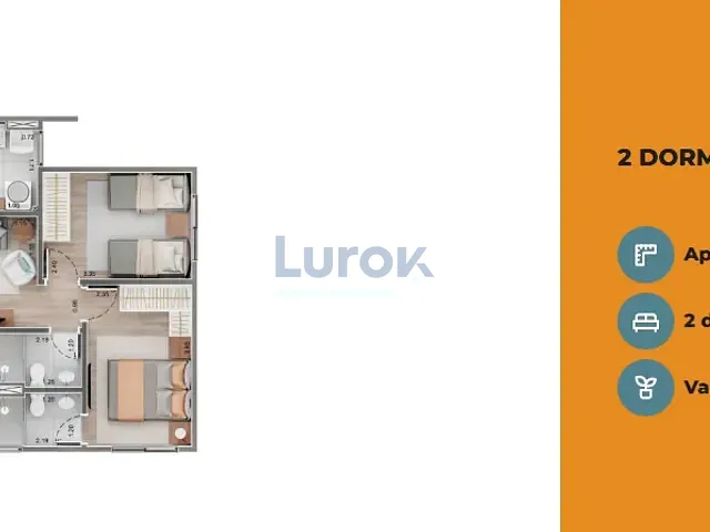 Apartamento com 54m² 2 quartos e 2 banheiros, à venda, no bairro Vila Pagano em Valinhos