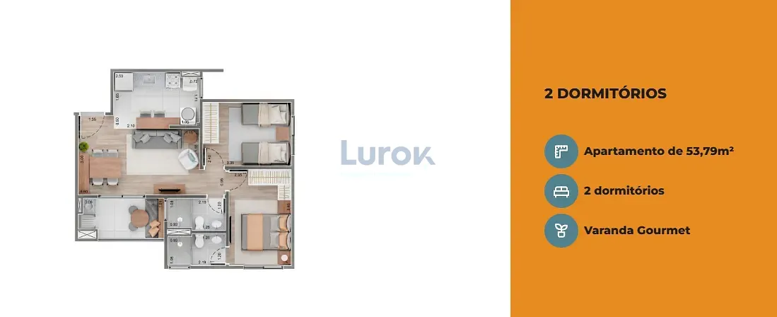 Apartamento, 2 quartos, 53 m² - Foto 2