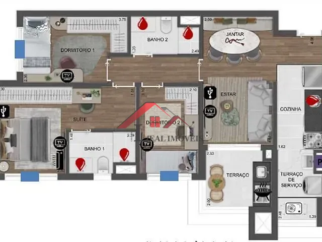 Apartamento com 76m² 3 quartos e 1 banheiro, à venda, no bairro Fundação em São Caetano do Sul