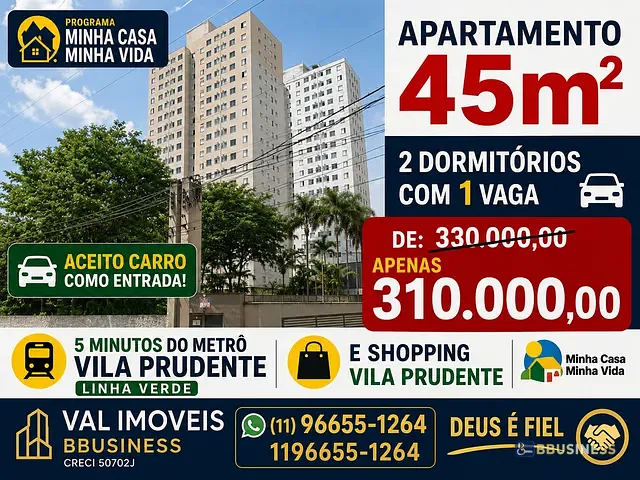 Apartamento com 47m² 2 quartos e 1 banheiro, à venda, no bairro Quinta da Paineira em São Paulo