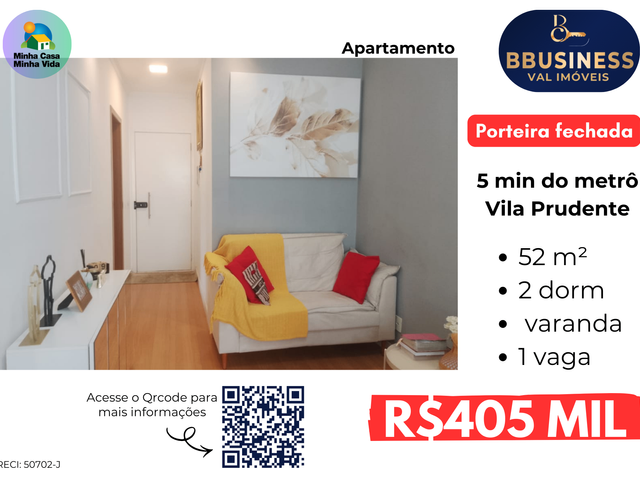 Apartamento com 52m² 2 quartos e 1 banheiro, à venda, no bairro Quinta da Paineira em São Paulo