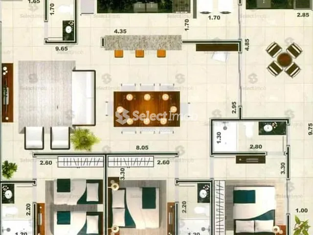 Apartamento com 144m² 3 quartos e 3 banheiros, à venda, no bairro Barra da Lagoa em Ubatuba