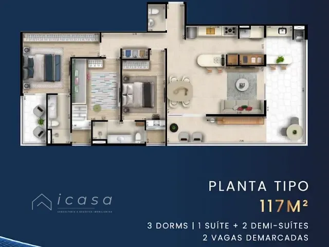 Apartamento com 117m² 3 quartos e 2 banheiros, à venda, no bairro Esplanada Independência em Taubaté
