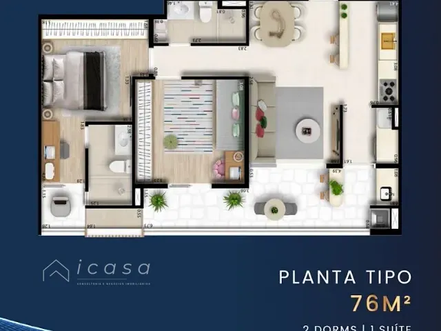 Apartamento com 76m² 2 quartos e 2 banheiros, à venda, no bairro Esplanada Independência em Taubaté