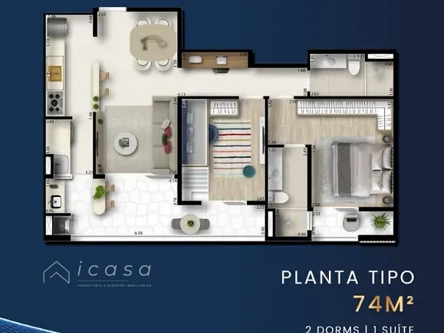 Apartamento com 74m² 2 quartos e 2 banheiros, à venda, no bairro Esplanada Independência em Taubaté