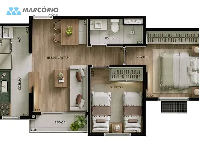 Apartamento com 43m² 2 quartos e 1 banheiro, à venda, no bairro Goiânia 2 em Goiânia