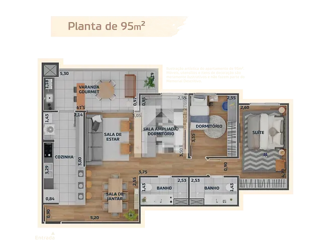 Apartamento com 95m² 3 quartos e 2 banheiros, à venda, no bairro Parque Centenário em Jundiaí
