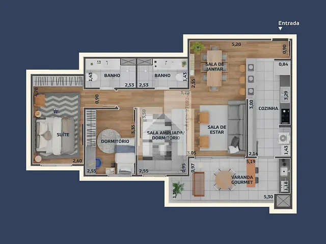 Apartamento com 95m² 3 quartos e 2 banheiros, à venda, no bairro Parque Centenário em Jundiaí