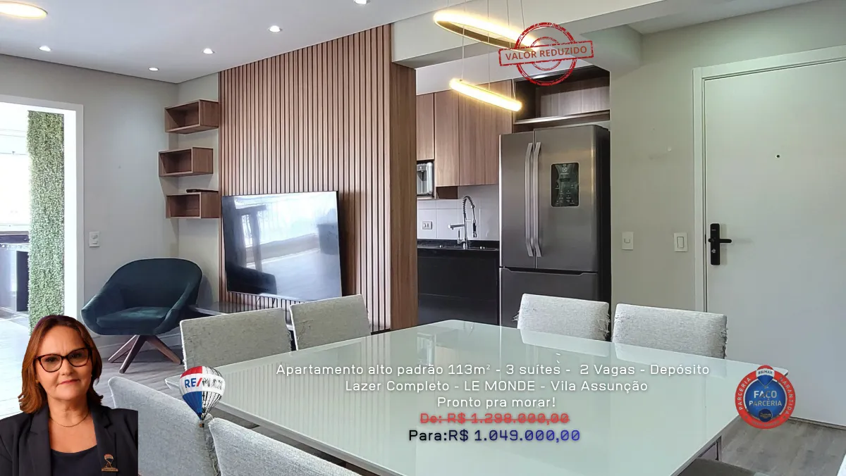 Apartamento para venda em Centro com 3 quartos, sendo 3 suítes, 113m²