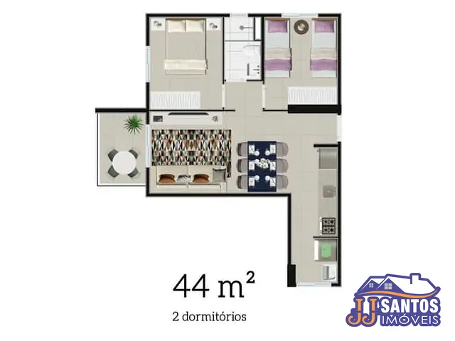 Apartamento 2 quartos e 1 banheiro, à venda, no bairro Vila Carrão em São Paulo