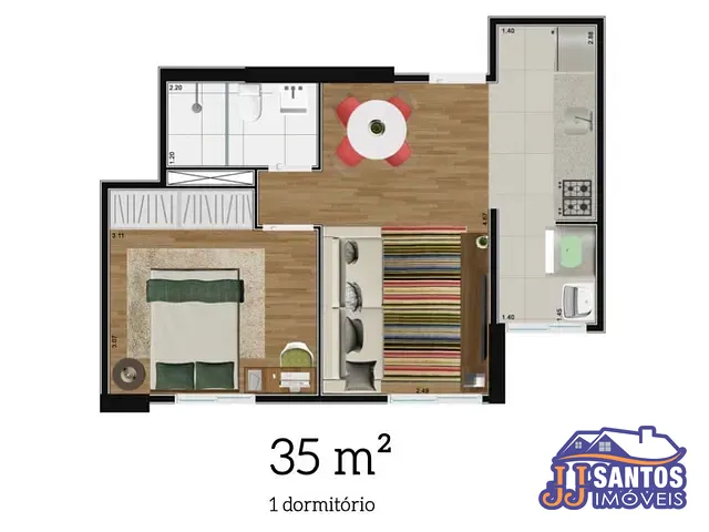 Apartamento 2 quartos e 1 banheiro, à venda, no bairro Vila Carrão em São Paulo