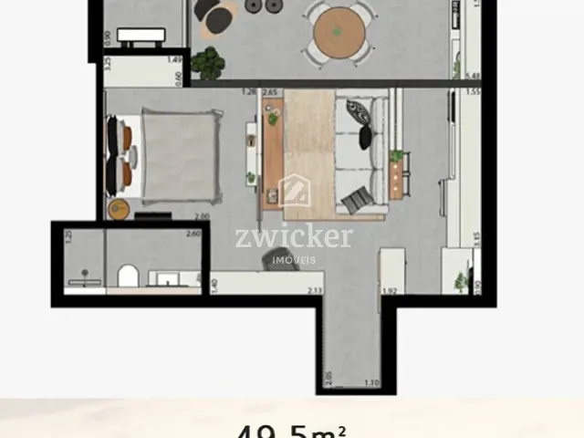 Apartamento com 49m² 1 quarto e 1 banheiro, à venda, no bairro Vila Santa Tereza em Bauru