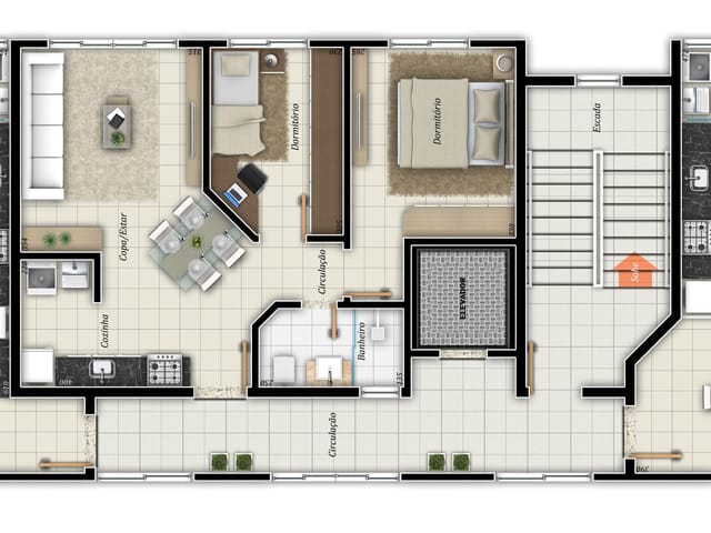 Apartamento com 107m² 2 quartos e 1 banheiro, à venda, no bairro Nova Rússia em Ponta Grossa