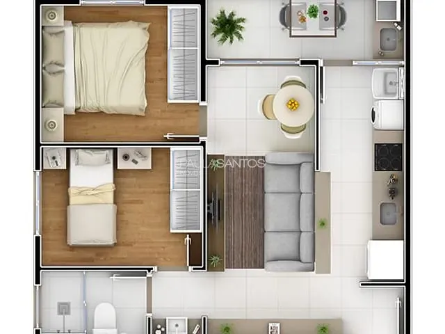 Apartamento 2 quartos e 1 banheiro, à venda, no bairro Parque Campolim em Sorocaba